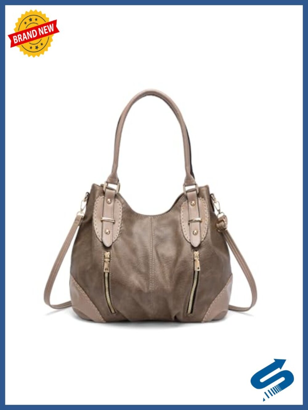 Vintage PU Leather Hobo Tote Bag with Strap Large Satchel Purse